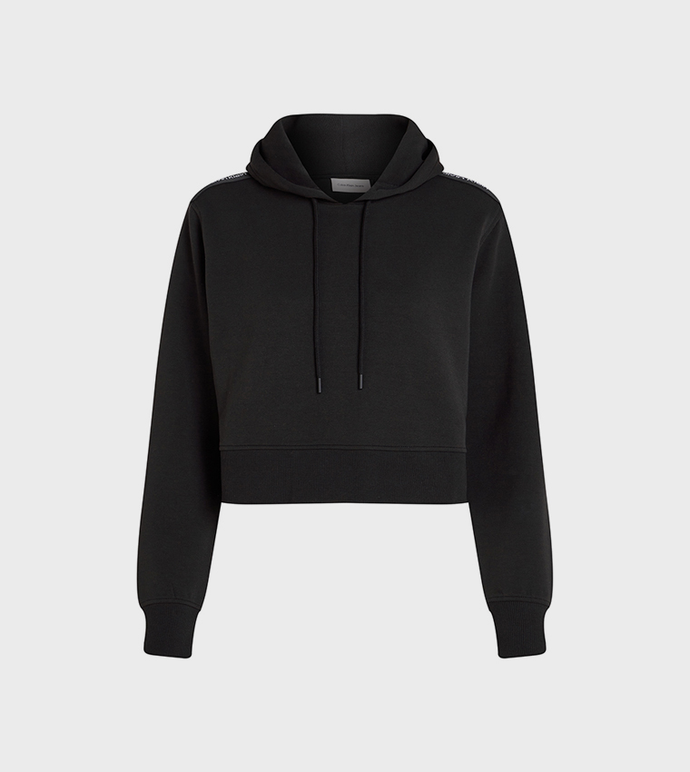 Solid Long Sleeves Crop Hoodie