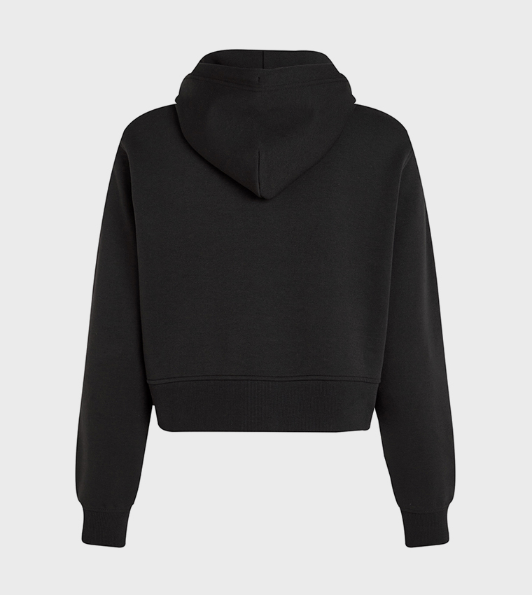 Solid Long Sleeves Crop Hoodie