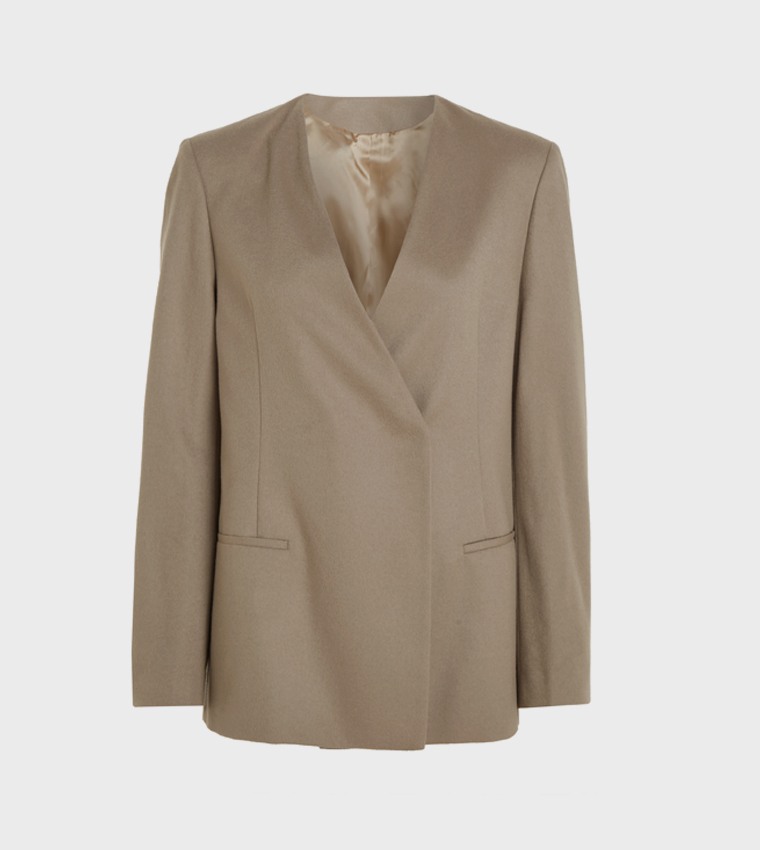 Solid Side Pocket Wrap Blazer