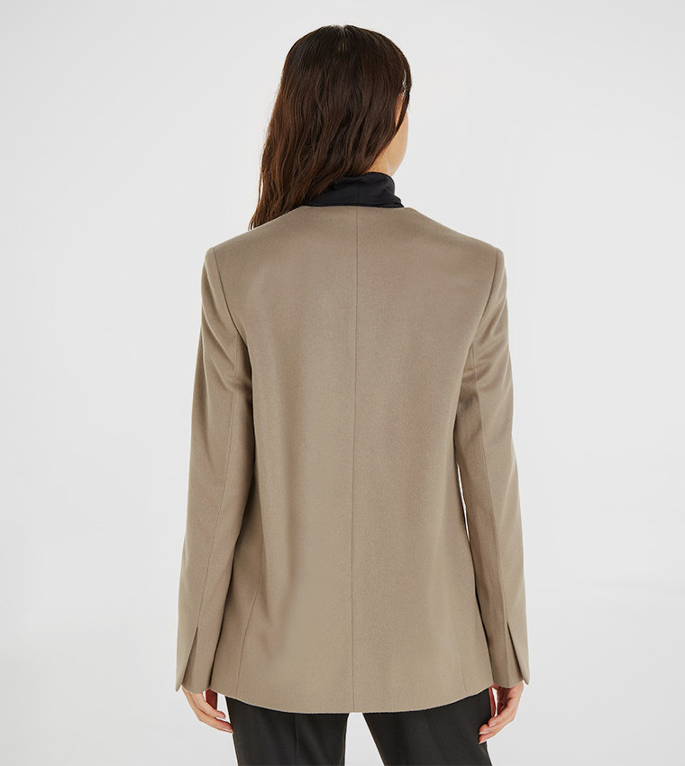 Solid Side Pocket Wrap Blazer