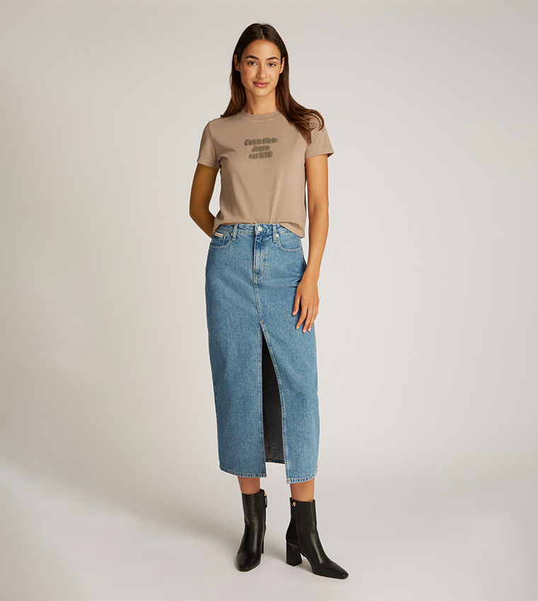 Logo Embossed Crew Neck T-Shirt