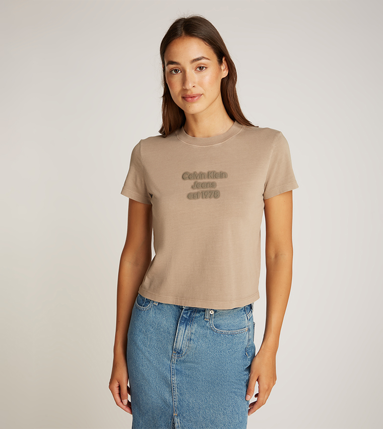 Logo Embossed Crew Neck T-Shirt