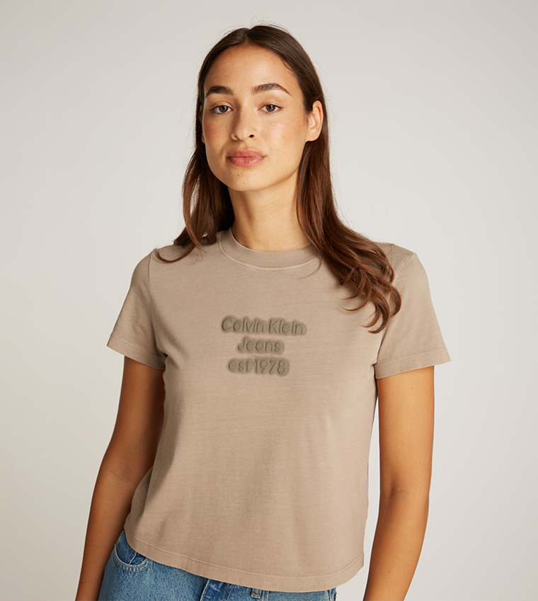 Logo Embossed Crew Neck T-Shirt