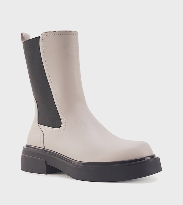 CANDICE Solid Platform Heel Chelsea Boots