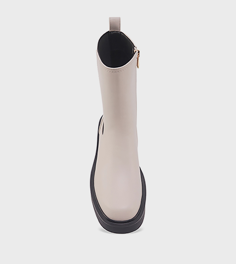 CANDICE Solid Platform Heel Chelsea Boots