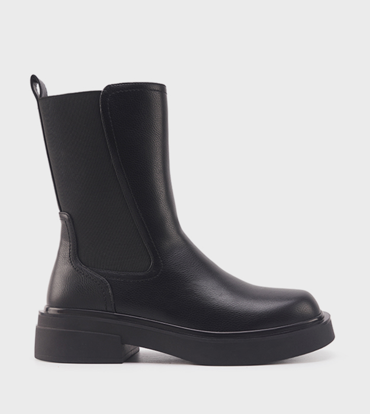Solid Platform Heel Chelsea Boots