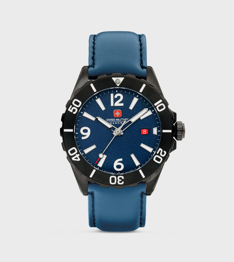 Carbon Peak Leather Strap Analog Watch, 44mm