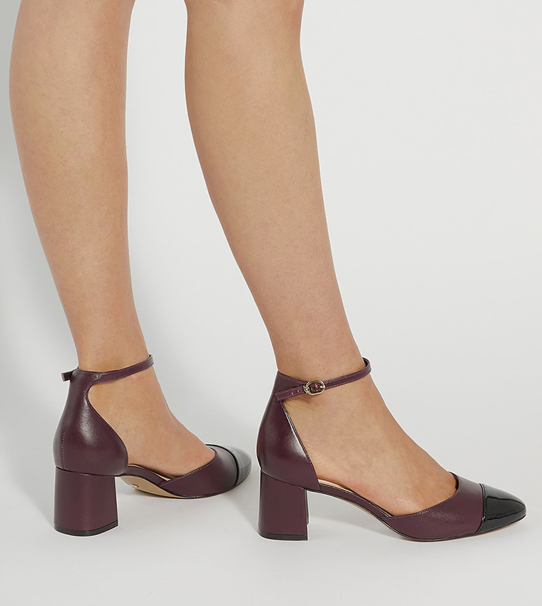 CARELESS Cap Toe Block Heel D'Orsay Pumps