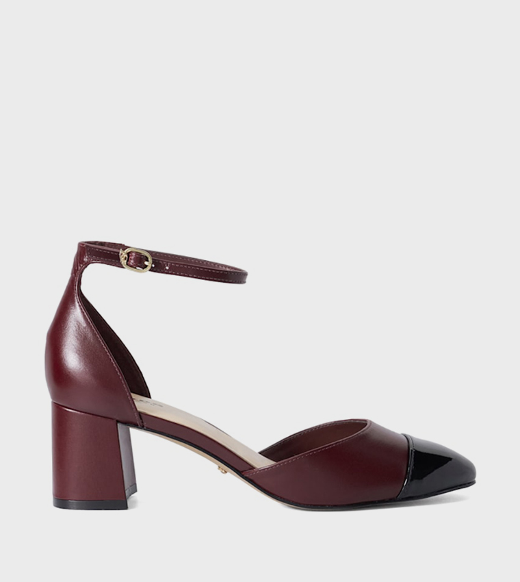CARELESS Cap Toe Block Heel D'Orsay Pumps