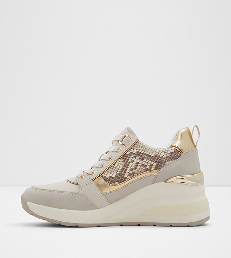 CAROTERIEL Snakeskin Detail Lace-Up Sneakers