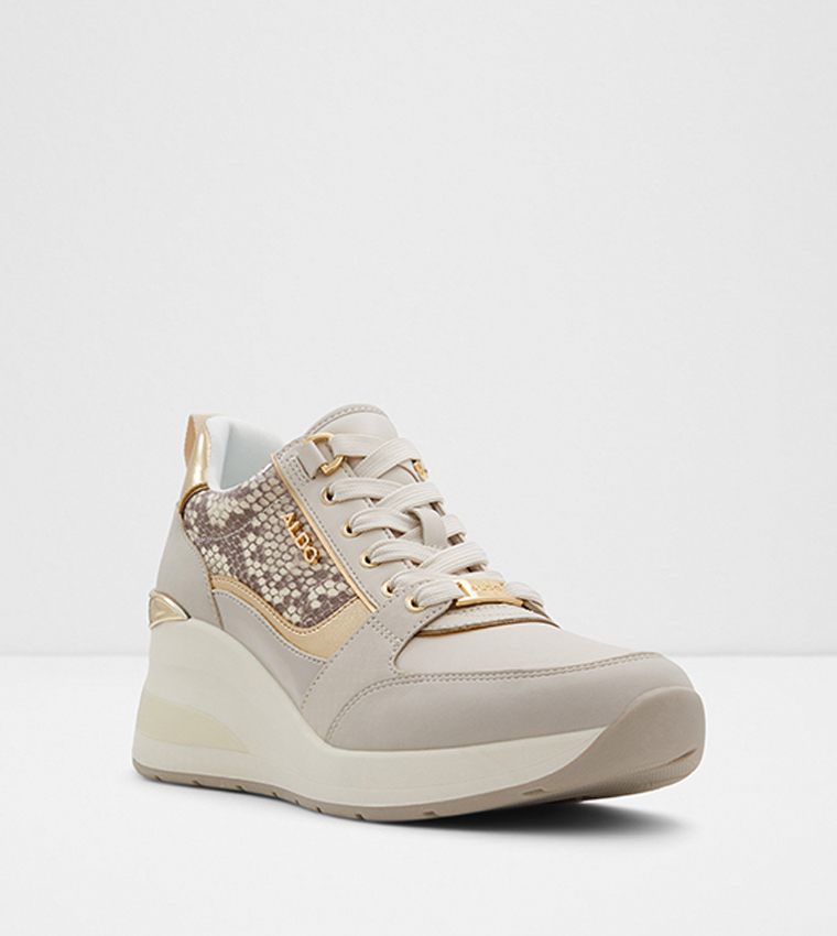 CAROTERIEL Snakeskin Detail Lace-Up Sneakers