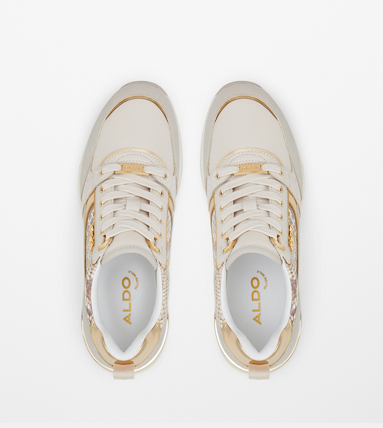 CAROTERIEL Snakeskin Detail Lace-Up Sneakers