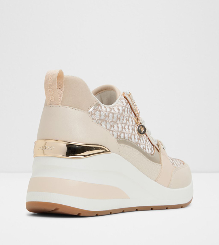 CAROTERIEL Embroidered Lace Up Wedge Sneakers