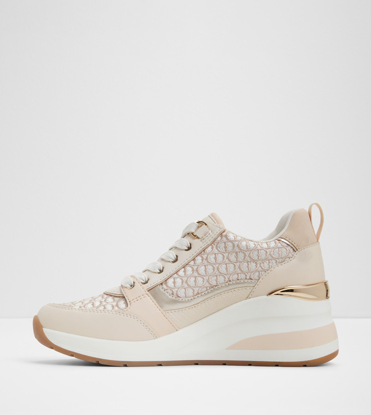 CAROTERIEL Embroidered Lace Up Wedge Sneakers