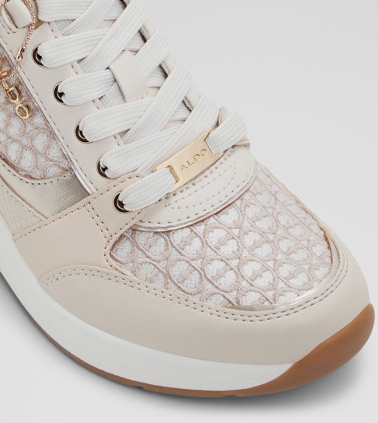 CAROTERIEL Embroidered Lace Up Wedge Sneakers