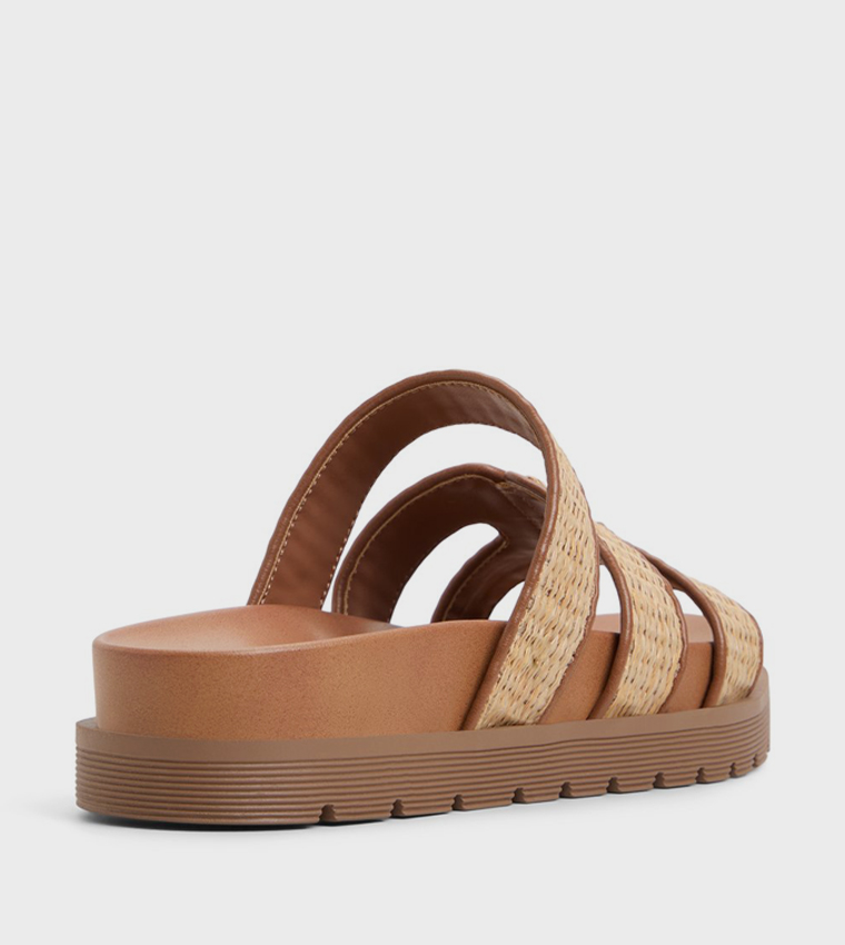 CASABLANCAAA Straw Detail Platform Sandals