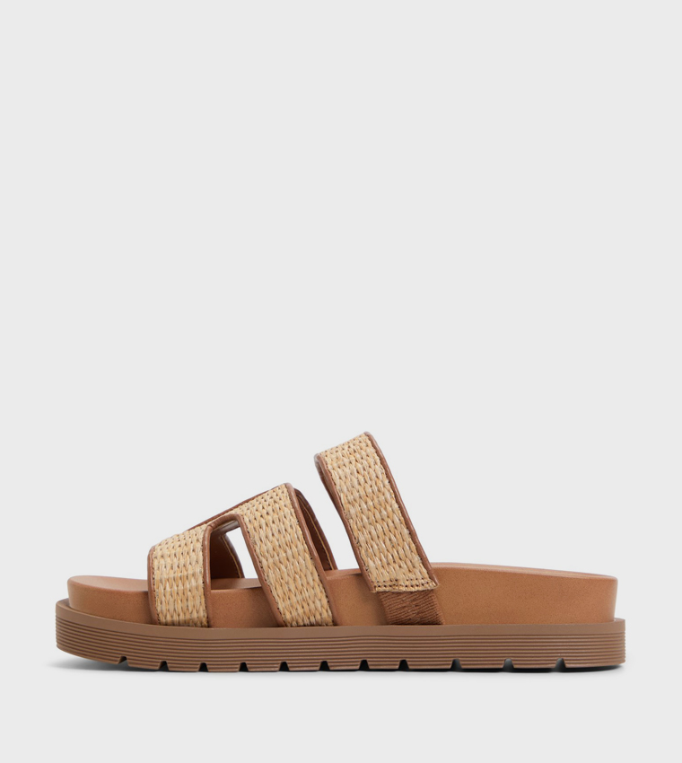 CASABLANCAAA Straw Detail Platform Sandals