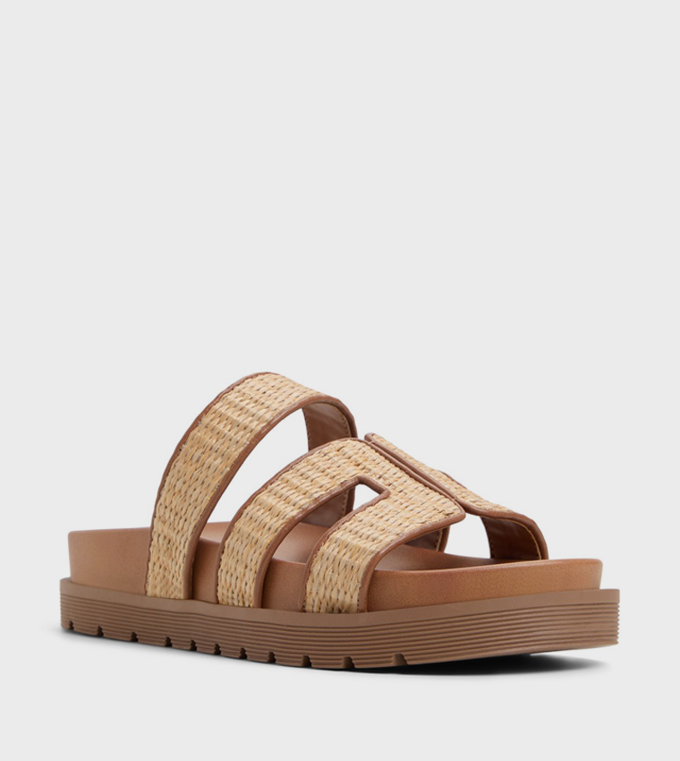 CASABLANCAAA Straw Detail Platform Sandals