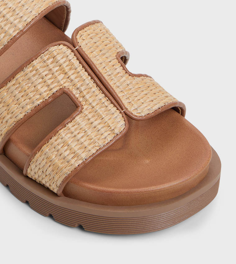 CASABLANCAAA Straw Detail Platform Sandals