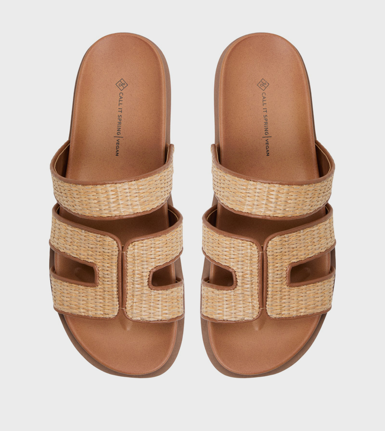 CASABLANCAAA Straw Detail Platform Sandals