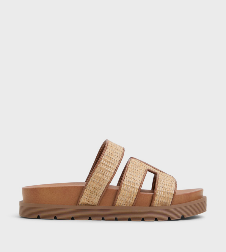 CASABLANCAAA Straw Detail Platform Sandals
