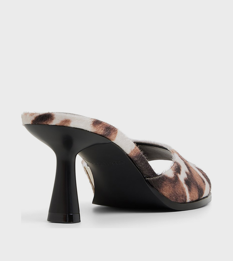 CASSIEE Cow Printed Heeled Sandals