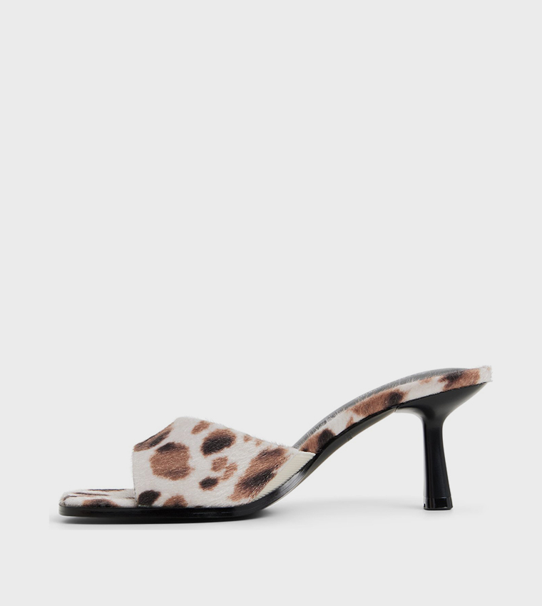 CASSIEE Cow Printed Heeled Sandals