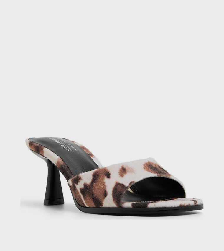 CASSIEE Cow Printed Heeled Sandals