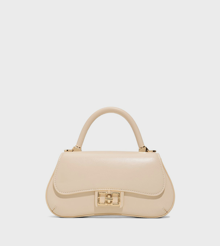 CATRINE Textured Flap Top-Handle Bag