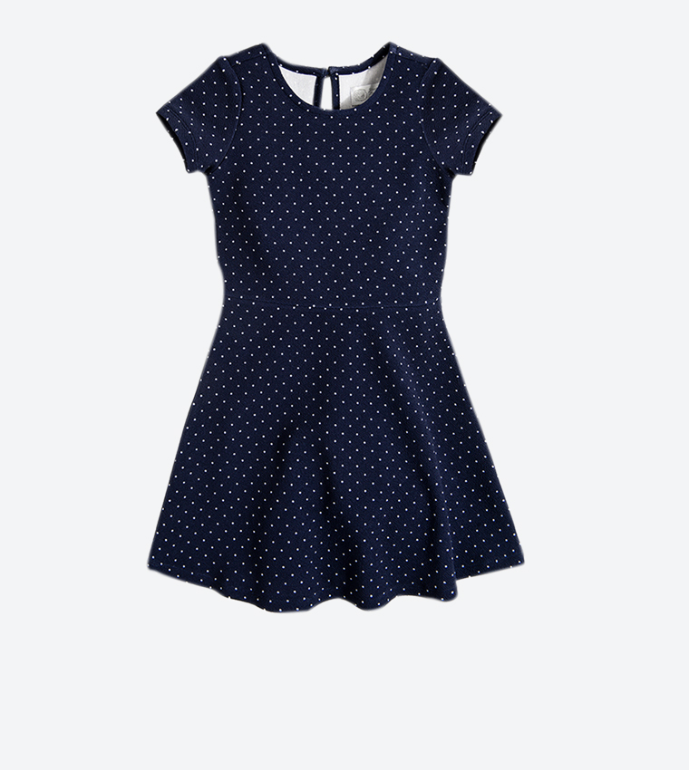 Buy R B Kids Dot Printed Short Sleeve Dress Navy In Navy 6thStreet Bahrain