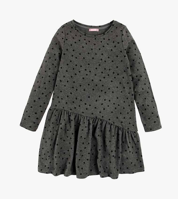 Buy R B Kids Round Neck Long Sleev Dress Grey In Grey 6thStreet Bahrain