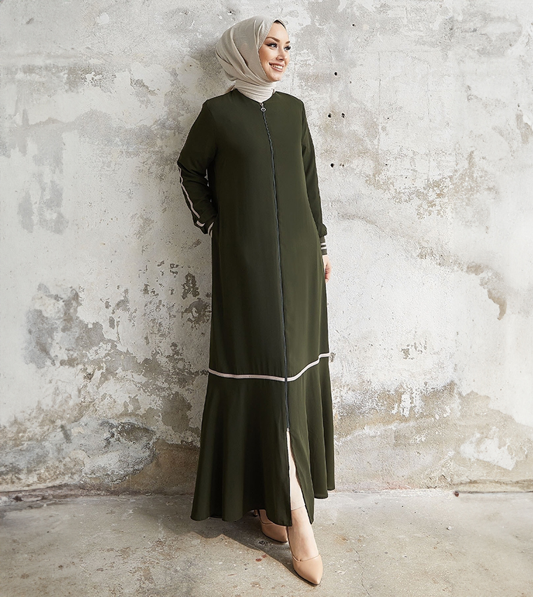 Ribbed abaya on sale