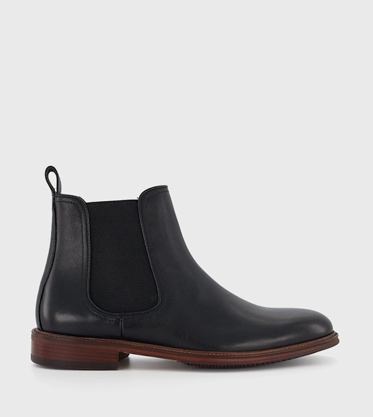 Dune chelsea boots in black leather hotsell