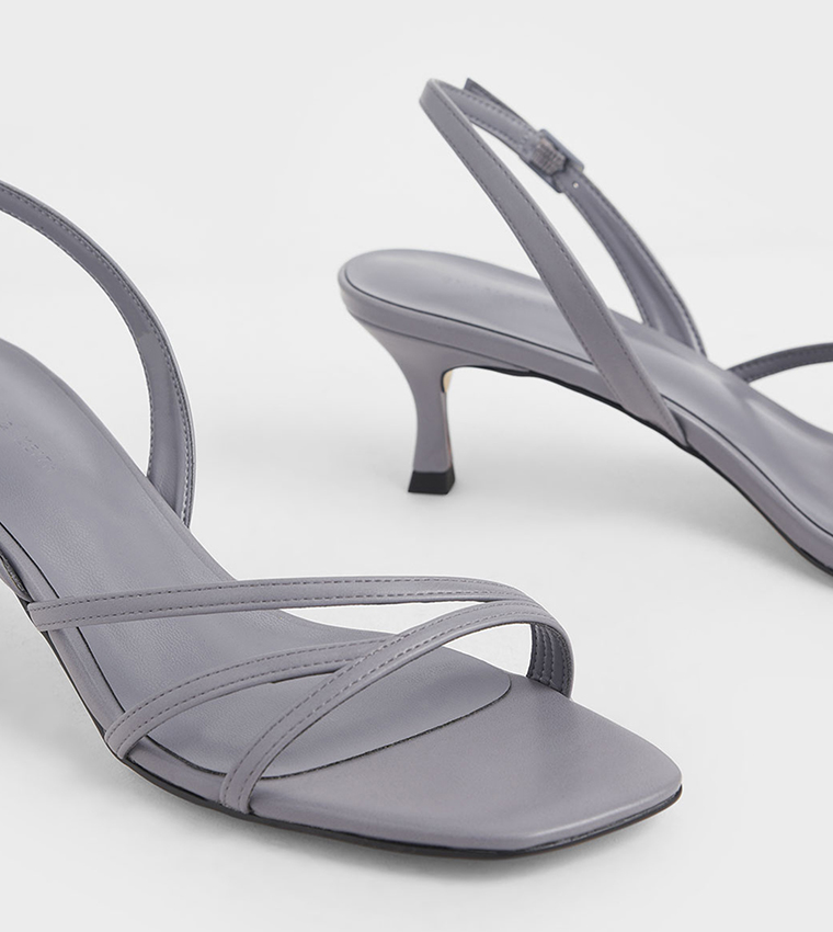 Buy Charles Keith Asymmetric Strappy Heels In Grey 6thStreet Kuwait