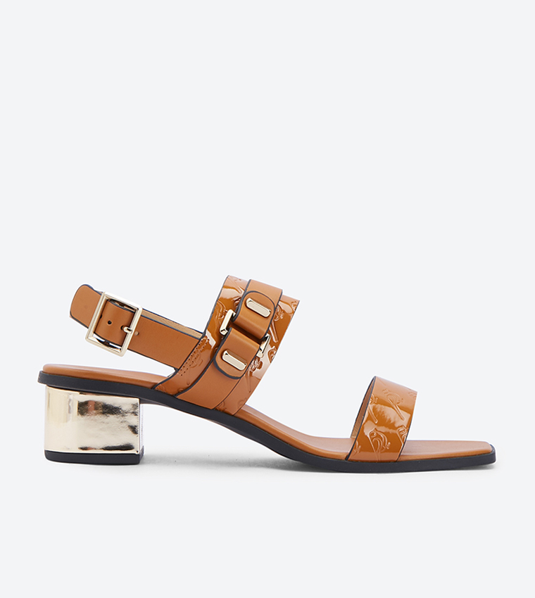 Ck1 Cognac Slingback Shoes Square Toe Strap Mules Cognac Crossover