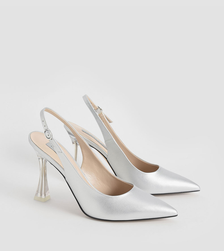 silver grey slingback shoes