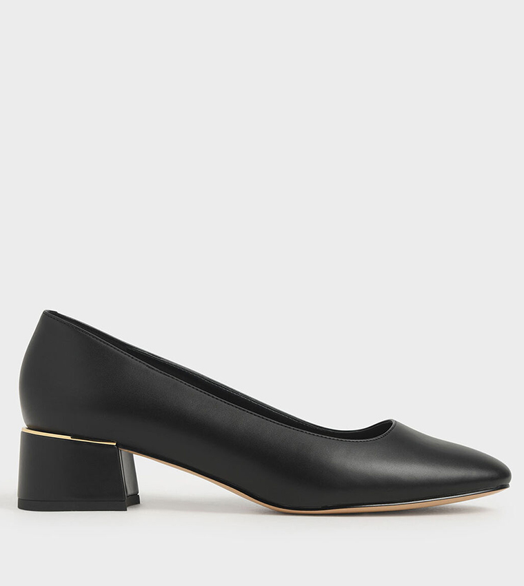 Buy Charles Keith Square Toe Block Heel Pumps Black In Black
