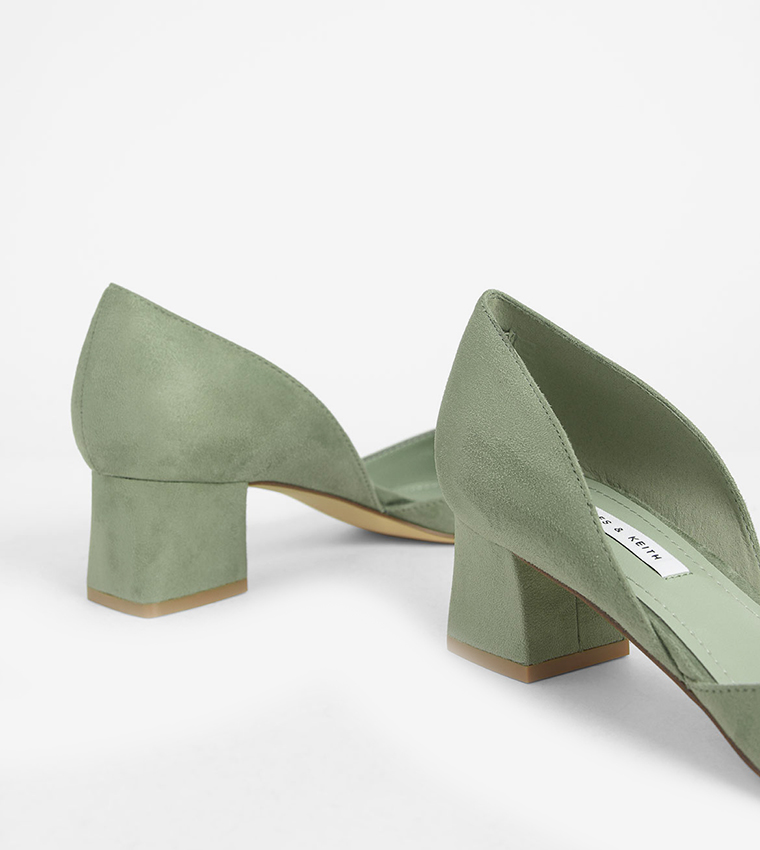 Patent D'Orsay Block Heel Pumps - Green