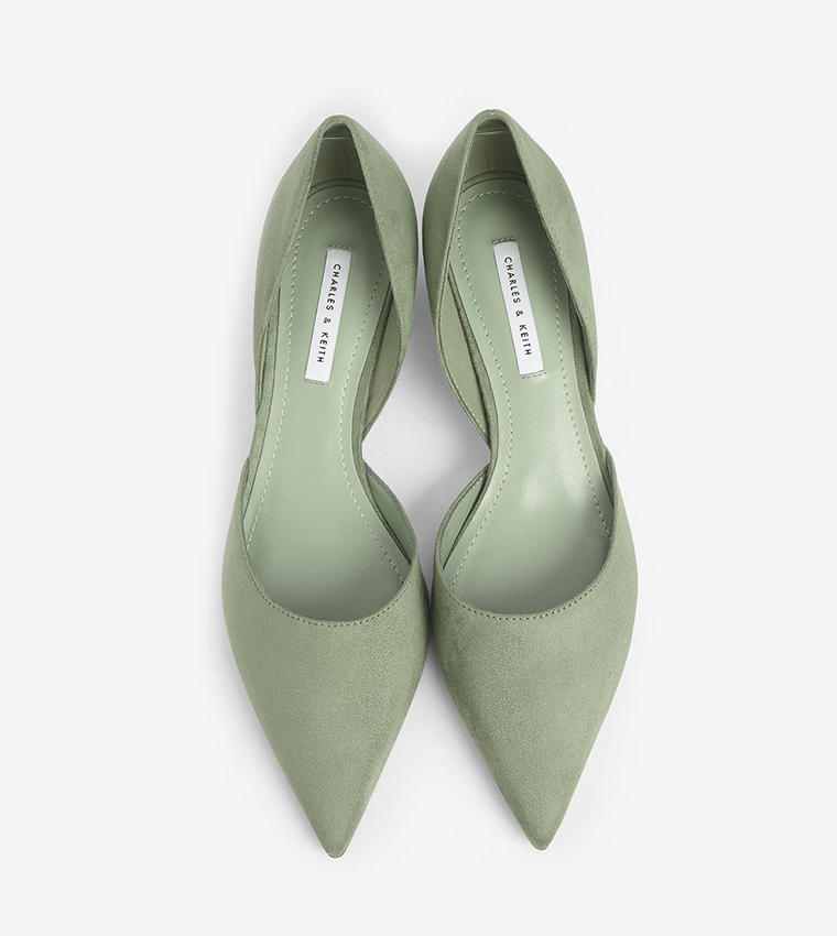 Patent D'Orsay Block Heel Pumps - Green