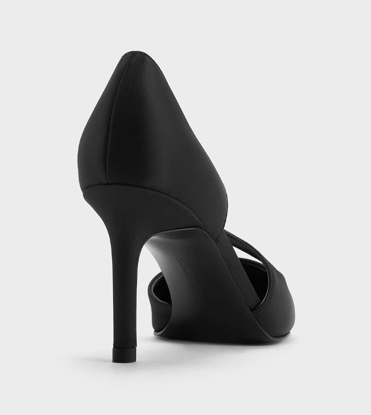 Satin Asymmetric-Strap D’Orsay Pumps