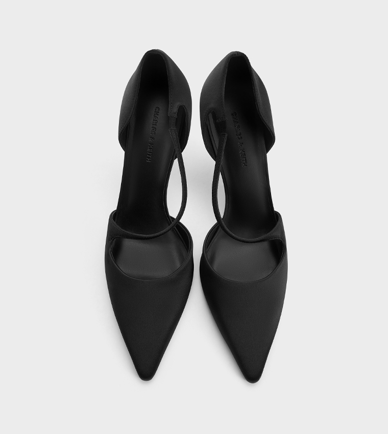 Satin Asymmetric-Strap D’Orsay Pumps