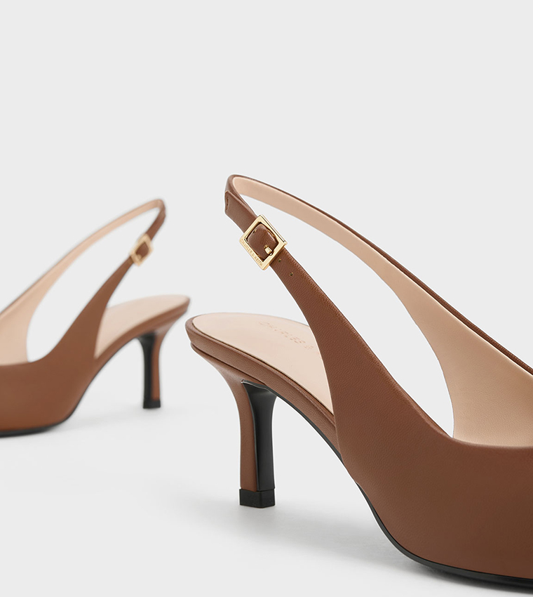 Metal Accent Slingback Pumps