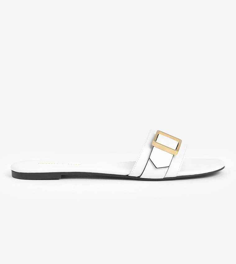 Buy Charles Keith Frame Buckle Slide Sandals Cream In Beige 6thStreet Bahrain