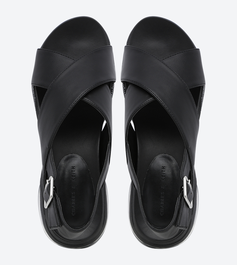Criss Cross Slingback Sandals - Black - CK1-70380663