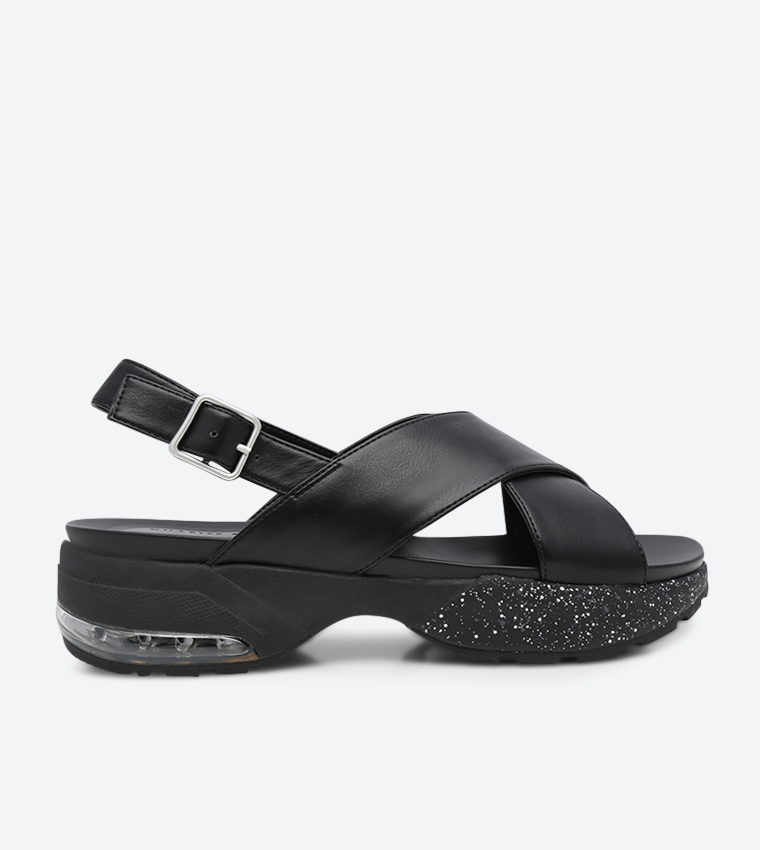 Criss Cross Slingback Sandals - Black - CK1-70380663