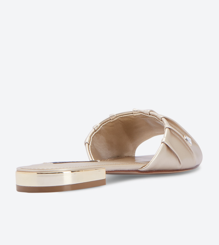 حذاء سهل الارتداء مرصع بالجواهر - ذهبي