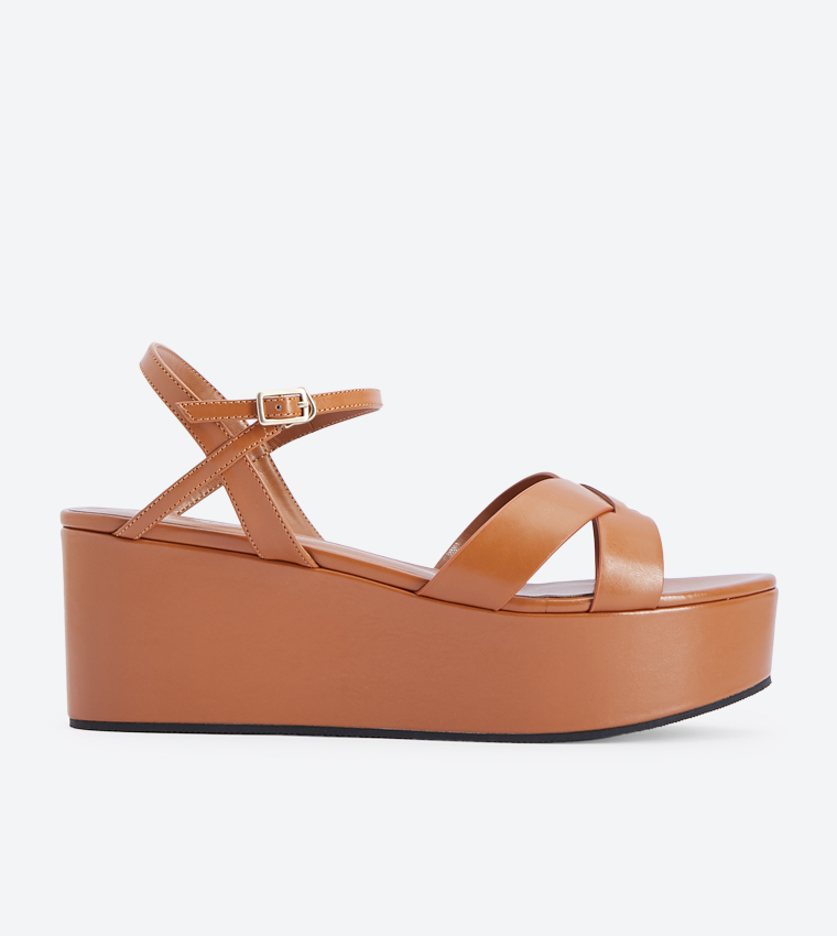 Brown Buckled Espadrille Wedges - CHARLES & KEITH SE