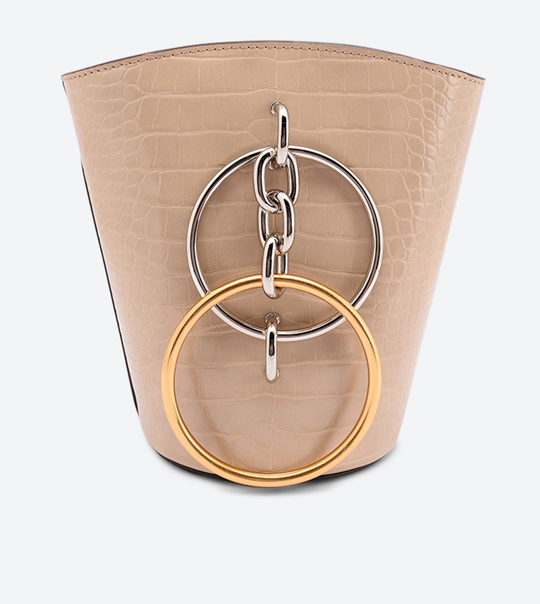 Buy Charles Keith Croc Effect Bracelet Bucket Bag Brown In Brown