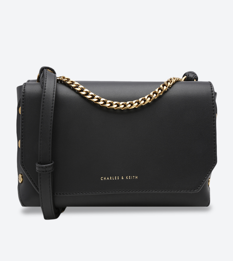 Buy Charles Keith Chain Detail Front Flap Cross Body Bag Black