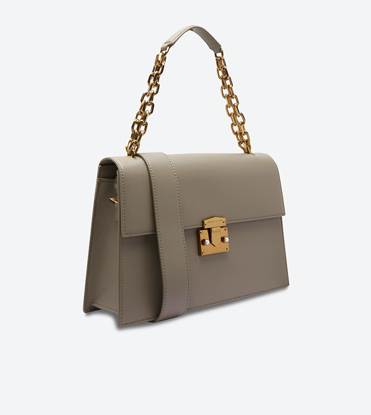 Buy Charles Keith Front Flap Push Lock Cross Body Bag Taupe CK2 20270077 In Taupe 6thStreet Bahrain